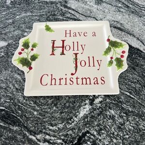 St. Nicholas Square Holly Jolly Christmas Platter - Red and Green